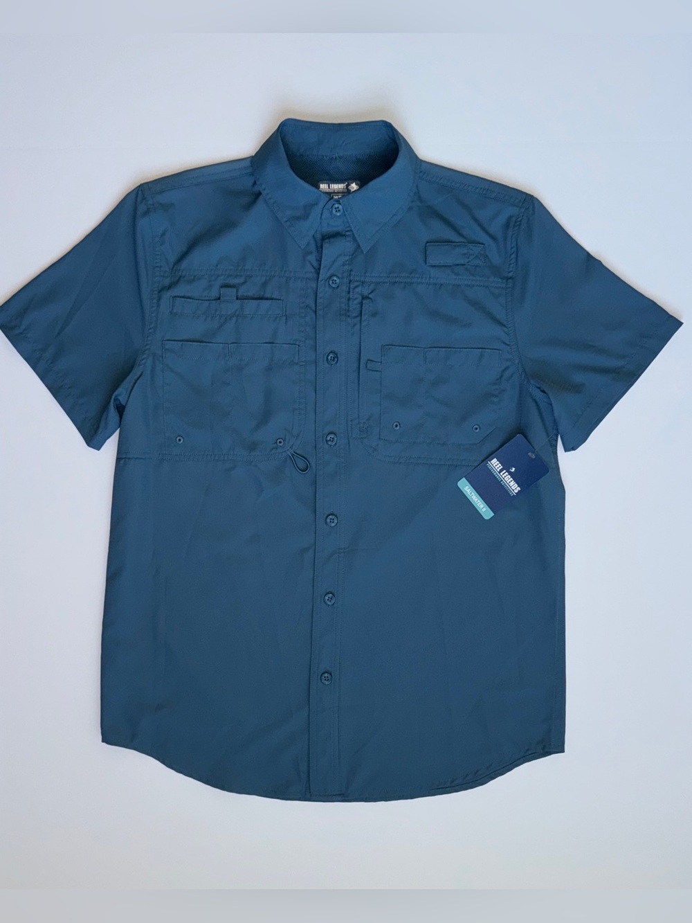 Brand New Reel Legends Short-Sleeve Button-Down in Deep Blue